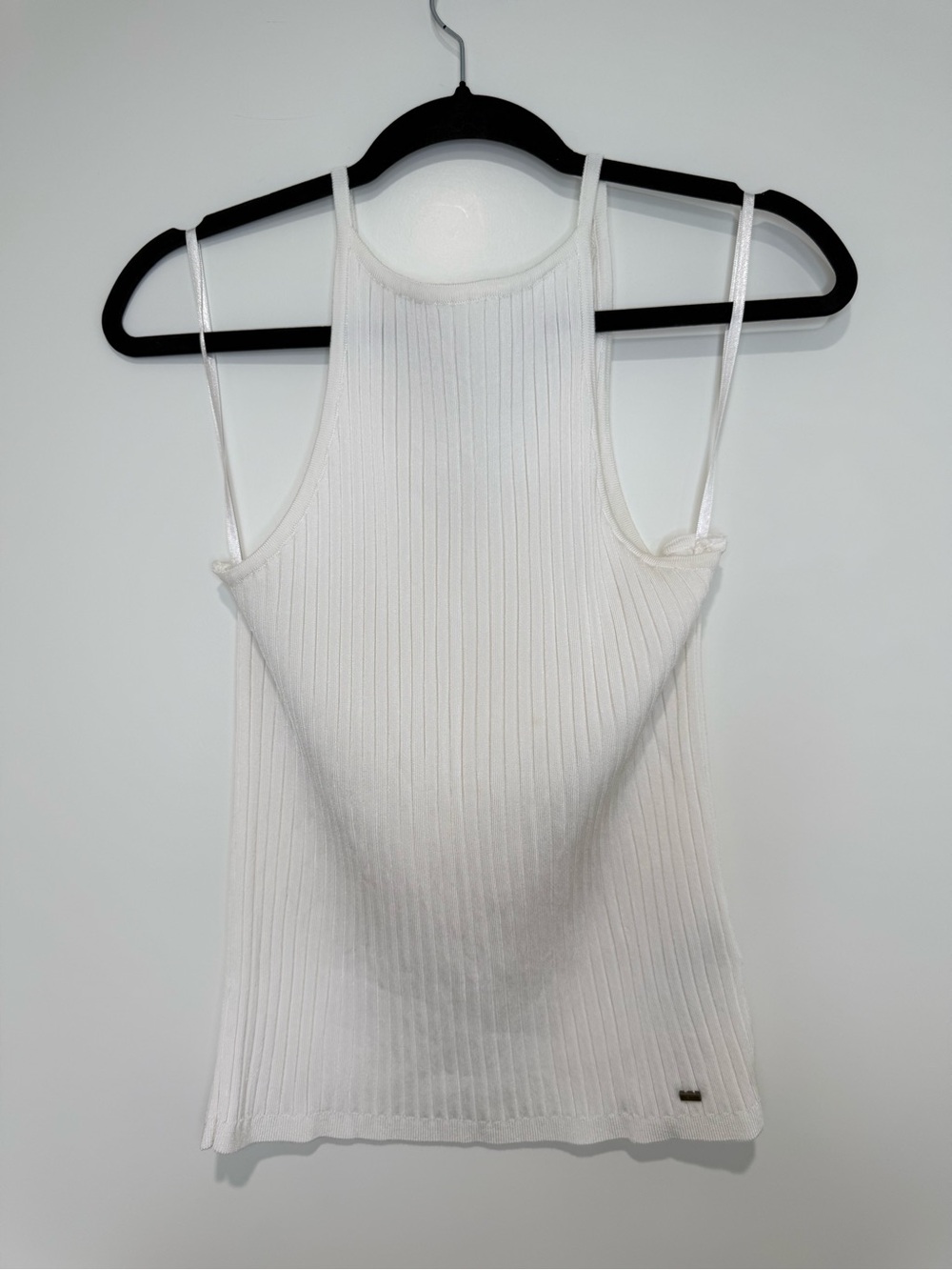 Ted Baker White Ribbed Halter Tank Top